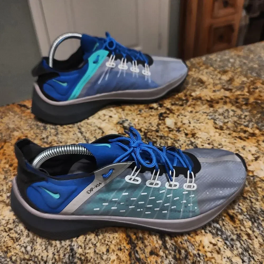 Rare Nike EXP-X14 Sneakers Blue Size 8.5 ID A01554-005 Black Soles 2018
